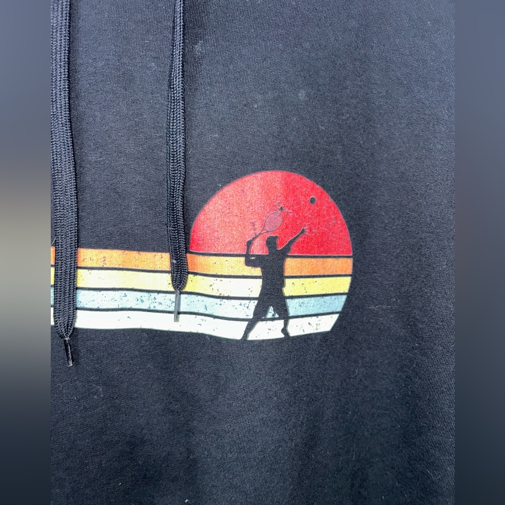 Black Graphic Hoodie- tennis- never used no tags - Picture 2 of 6